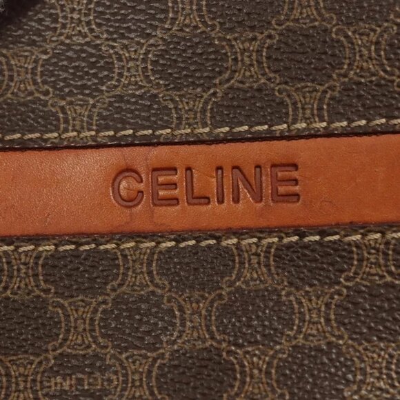 CELINE Macadam Canvas Backpack PVC Leather Brown Gold Auth - Picture 7 of 16